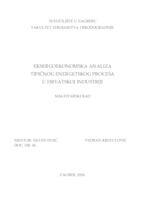 Eksergoekonomska analiza tipičnog energetskog procesa u hrvatskoj industriji