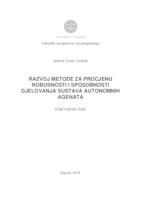 prikaz prve stranice dokumenta Razvoj metode za procjenu robusnosti i sposobnosti djelovanja sustava autonomnih agenata 
