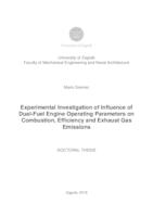 prikaz prve stranice dokumenta Experimental investigation of influence of dual-fuel engine operating parameters on combustion, efficiency and exhaust gas emissions 